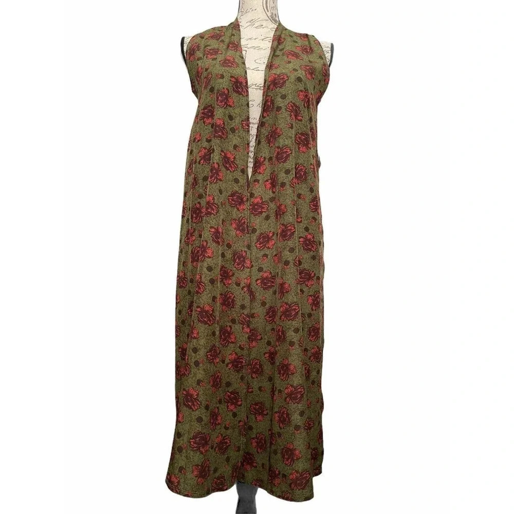 LuLaRoe Joy Floral Print Long Vest Size Small NWT